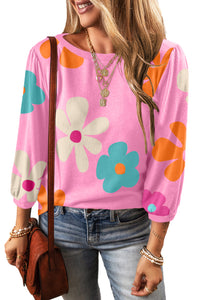 Rose Cute Flower Print Bracelet Sleeve Top | Tops/Tops & Tees