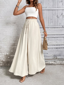 Wide Leg Pants | Tied High Waist Wide Leg Pants