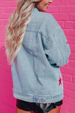 Load image into Gallery viewer, Light Blue Sequin Star Flap Pocket Denim Jacket | Outerwear/Denim jackets
