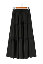 Load image into Gallery viewer, Black Frill Tiered Drawstring Waist Maxi Skirt | Bottoms/Skirts &amp; Petticoat
