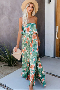 Womens Dress | Slit Tropical Sleeveless Tube Dress | Dresses/Maxi Dresses