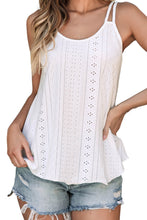 Load image into Gallery viewer, White Eyelet Strappy Scoop-Neck Tank Top | Tops/Tank Tops
