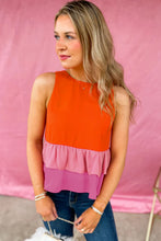 Load image into Gallery viewer, Orange Colorblock Tiered Hem Tank Top | Tops/Tank Tops
