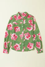 Load image into Gallery viewer, Womens Blouse | Green Floral Print Pleated Detail Puff Sleeve Shirt | Tops/Blouses &amp; Shirts
