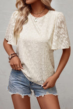 Load image into Gallery viewer, Butterfly Sleeve Blouse | Beige Elegant Jacquard Top
