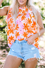 Load image into Gallery viewer, Orange Ruffled Sleeve Smocked Floral Top | Tops/Blouses &amp; Shirts
