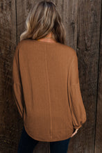 Load image into Gallery viewer, Faux Knit Jacquard Puffy Long Sleeve Top | Tops/Long Sleeve Tops
