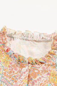 Bohemian Top | Yellow Paisley Print Ruffled Shirt