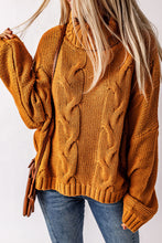 Load image into Gallery viewer, Cuddle Weather Cable Knit Handmade Turtleneck Sweater | Tops/Sweaters &amp; Cardigans
