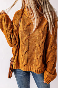 Cuddle Weather Cable Knit Handmade Turtleneck Sweater | Tops/Sweaters & Cardigans