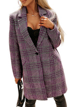 Load image into Gallery viewer, Pink Plaid Lapel Collar One Button Midi Coat | Outerwear/Coats
