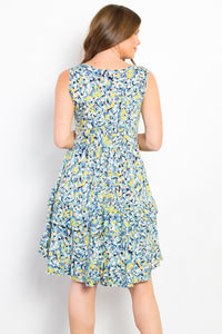 Ruffled Dress | Full Size Print Wrinkle Free Dress