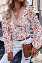 Load image into Gallery viewer, V-Neck Blouse | White Floral Long Sleeve Lace
