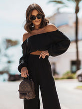 Load image into Gallery viewer, Top &amp; Pants Set | Off Shoulder Long Sleeve Pants Set
