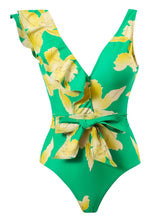 Load image into Gallery viewer, Womens Swimsuit | Tied Printed V-Neck Sleeveless One-Piece Swimwear
