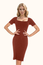 Load image into Gallery viewer, Basic Bae Full Size Built-In Shapewear Square Neck Short Sleeve Dress
