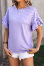 Load image into Gallery viewer, Ruffle Sleeve Top | Orchid Petal Ruffle Sleeve Textured Blouse
