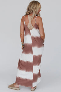 Maxi Dress | White Striped Tie Dye Dress