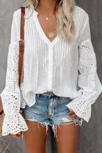 Load image into Gallery viewer, White Rekindle Eyelet Button Up Top
