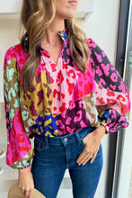 Load image into Gallery viewer, Rose Leopard Patchwork Print Pleated Blouse | Tops/Blouses &amp; Shirts
