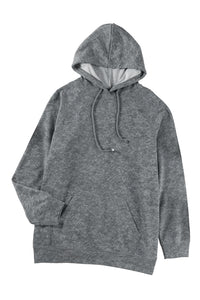 Gray Mineral Wash Kangaroo Pocket Drawstring Pullover Hoodie | Tops/Sweatshirts & Hoodies