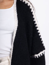 Load image into Gallery viewer, Double Take Contrast Open Front Dropped Shoulder Cardigan
