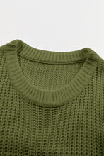 Load image into Gallery viewer, Jungle Green Ribbed Knit Round Neck Slouchy Chunky Sweater
