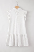 Load image into Gallery viewer, White Flutter Sleeve Crew Neck Shift Dress | Dresses/Mini Dresses
