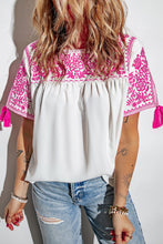 Load image into Gallery viewer, White Embroidered Floral Short Sleeves Shift Top | Tops/Tops &amp; Tees
