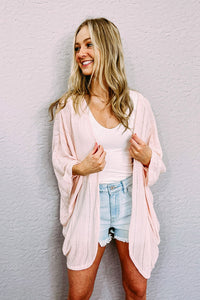 Pink Sheer Lightweight Knit Long Sleeve Cardigan