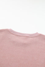 Load image into Gallery viewer, Pullover Sweatshirt | Pink Solid Ribbed Knit Round Neck
