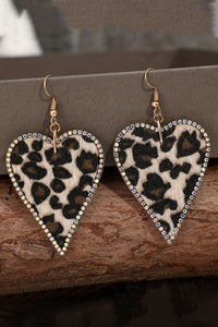 Multicolour Rhinestone Edge Leopard Print Heart Shape Earrings | Accessories/Jewelry