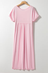 Maxi Dress | T Shirt Pink V Neck Dress