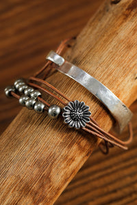 Multi-Layer Bracelet | Brown Daisy Beading Alloy