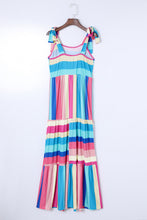 Load image into Gallery viewer, Maxi Dress | Multi-Color Striped Bow Knot Straps Dress
