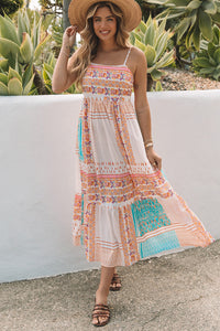 Multicolor Boho Patchwork Print Square Neck Sundress | Dresses/Maxi Dresses