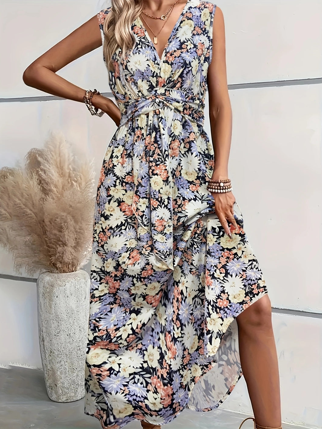 Floral Sleeveless Midi Dress | Dress