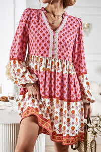 Womens Long Sleeve Dress | Printed V-Neck Long Sleeve Dress | Dress