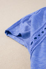 Load image into Gallery viewer, Oversized Blue Top  | Sky Blue Crochet Lace Detail Tee
