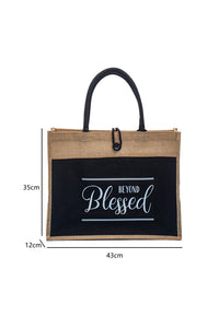 Black Weekend Bag | Black Blessed Printed Vintage Tote Bag