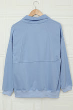 Load image into Gallery viewer, Cotton Pocketed Half Zip Pullover Sky Blue Sweatshirt | Tops/Sweatshirts &amp; Hoodies
