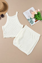 Load image into Gallery viewer, White Hollowed Crochet Cropped 2 Piece Beach Dress | Swimwear/Beach Cover-ups
