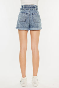 Blue Jean Shorts | Kancan Ultra High Rise Paperbag Blue Denim Shorts | Blue Jeans