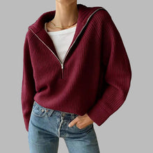 Load image into Gallery viewer, HaIf Zip Long Sleeve Knit Top
