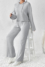 Load image into Gallery viewer, Wide Leg Pants Set | Gray Ribbed Knit Slouchy Hoodie
