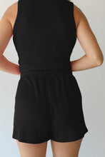 Load image into Gallery viewer, Black Corded Sleeveless Top and Pocketed Shorts Set | Two Piece Sets/Short Sets
