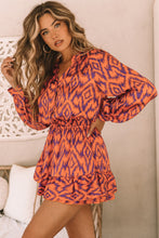 Load image into Gallery viewer, Orange Aztec Bubble Sleeve High Waist Romper | Bottoms/Jumpsuits &amp; Rompers
