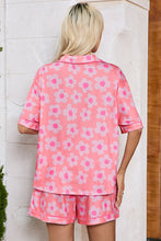 Load image into Gallery viewer, Pink Flower Print Short Sleeve Shirt Pajamas Set | Loungewear &amp; Sleepwear/Sleepwear
