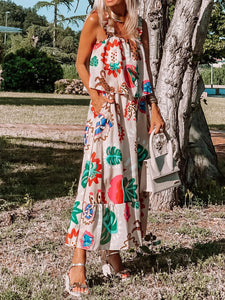 Maxi Dress | Printed Ruffle Hem Layered Dress