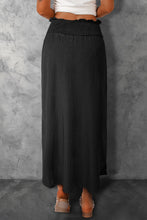 Load image into Gallery viewer, Black Smocked High Waist Maxi Skirt with Slit | Bottoms/Skirts &amp; Petticoat
